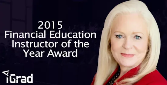 iGrad’s Sharon Lechter Recipient of 2015 Financial Education Instructor of the Year Award header