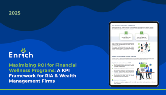 A digital report cover titled Maximizing ROI for Financial Wellness Programs with graphics and the year 2025.
