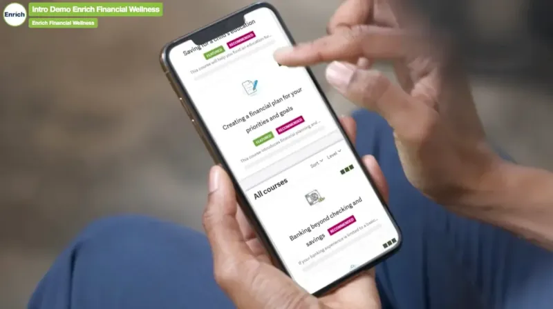 Enrich Financial Literacy solution on a phone