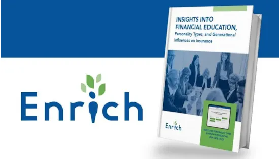Book titled Insights Into Financial Education with Enrich logo and cover image of people in discussion.
